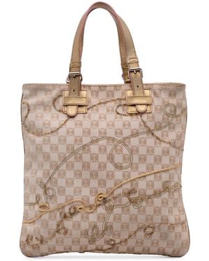 Loewe Pre-Owned Anagram Canvas Embroidered Tote - Natural