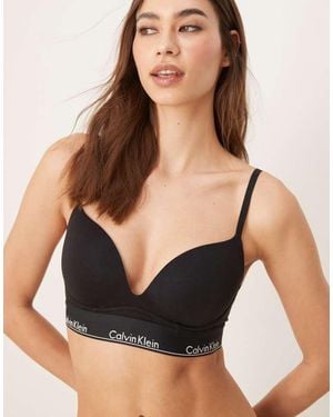Calvin Klein Modern Cotton Plunge Push Up Bra - Black