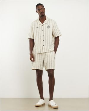 River Island Cream Regular Fit Stripe Pull On Shorts - Natural