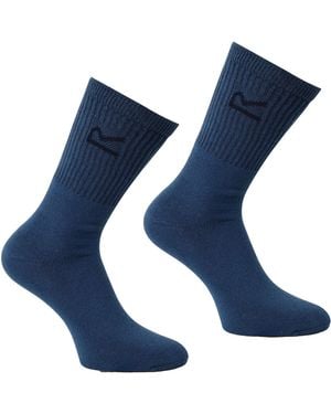 Regatta Geweldige Outdoors Katoenen Rich Casual Sokken (3 Per Verpakking) (marine Marl) - Blauw