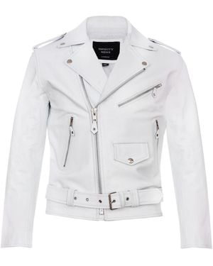 Infinity Leather Brando Biker Rock Motorcycle Hide Jacket - Grey