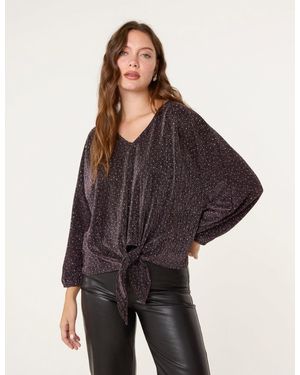 Blue Vanilla Tie Front Top - Purple