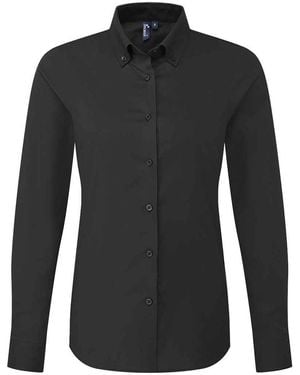 PREMIER Ladies Supreme Oxford Long-Sleeved Formal Shirt - Black
