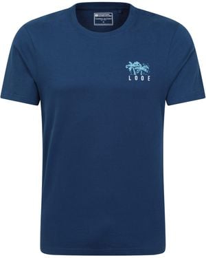 Mountain Warehouse Looe T-Shirt Cotton Breathable Everyday Summer Printed Tee - Blue