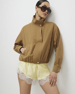 River Island Bomber Jacket Funnel Neck Long Sleeve - Yellow