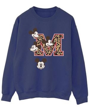 Disney Ladies Mickey Mouse M Faces Sweatshirt - Blue