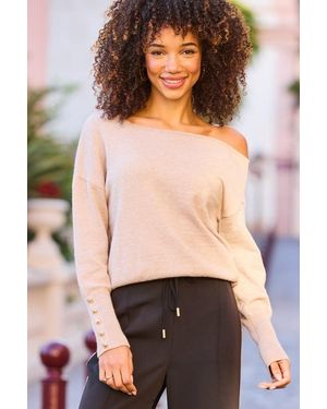 Sosandar Taupe Off The Shoulder Asymmetric Jumper - Black