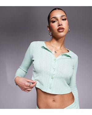 Kaiia Exclusive Cotton Rich Pointelle Button Through Pyjama Top Co-Ord - White