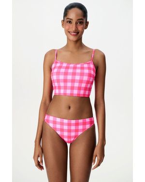 Penti Ester Geruite Bikinislip Met Textuur En Medium Taille - Rood