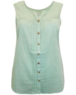 Mantaray Sleeveless Light Cotton Blouse - Green