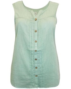 Mantaray Sleeveless Light Cotton Blouse - Green