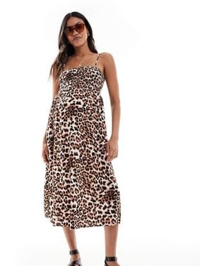 Vero Moda Easy Shirred Cami Ankle Dress - Brown