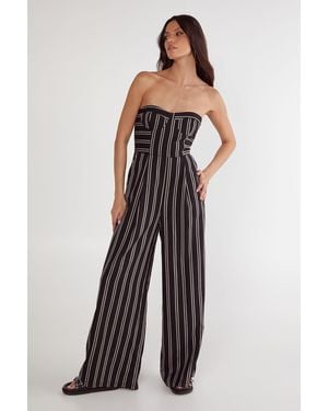 Nasty Gal Tailored Stripe Bandeau Cupped Jumpsuit - White