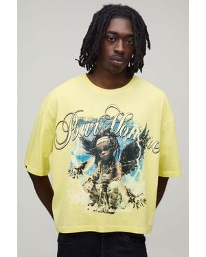 BoohooMAN Washed Bright Oversized Boxy Graphic Print T-Shirt - Metallic