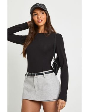 Boohoo Long Sleeve Crew Neck Bodysuit - Black