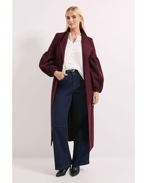 PRINCIPLES Wrap Front Balloon Sleeve Coat - Blue