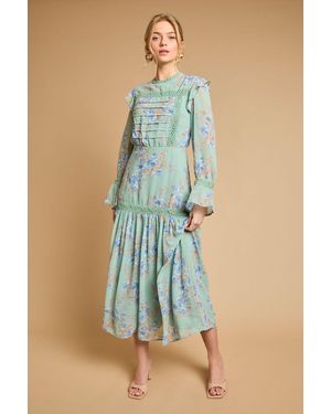 Oasis Pin Tuck Detail Midi Dress - Blue