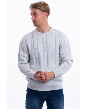 J.b.willis Jj Willis Cable Knit Jumper Crew Neck Long Sleeve - Grey