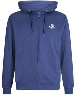 Aquascutum Logo Regular Full Zip Hoodie - Blue