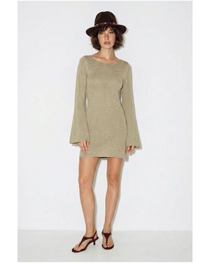 Bianco Lucci Ribbed Knit Mini Dress - Natural
