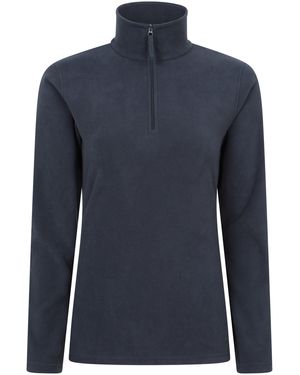 Mountain Warehouse 'Camber' Striped Fleece Top Half Zip Quick Dry Breathable Jumper - Blue