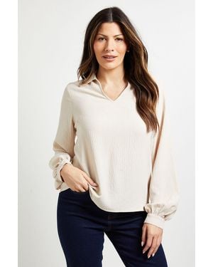 Wallis Collared Woven Blouse - White