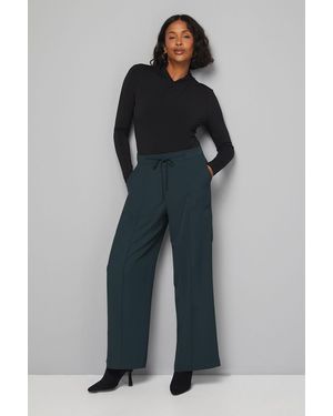 Wallis Patch Pocket Tie Waist Utility Straight Leg Trouser - Blue