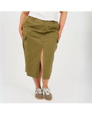 Brave Soul Plus Size Denim Cargo Skirt - Green