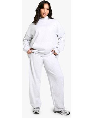 Boohoo Plus Dsgn Studio Embroidered Straight Leg Jogger - White