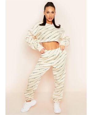 Missy Empire Missy Empire Repetitive Slogan Joggers - Natural