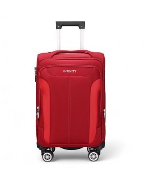 Infinity Leather Soft Cabin Suitcase Nylon 900D Suitable Integrated Lock For Easyjet, Ryanair, Wizzair Softshell - Red