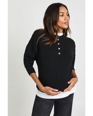 Boohoo Maternity Button Jumper - Black