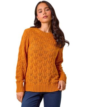 Roman Petite Crochet Knit Jumper - Orange