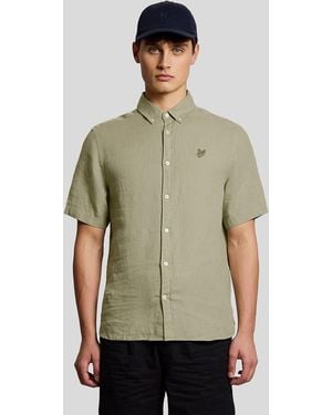 Lyle & Scott Short Sleeve Linen Shirt - Green