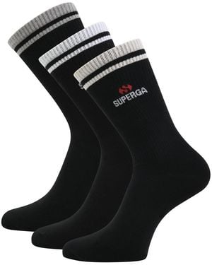 Superga Adult Ribbed Knitted Socks (Pack Of 3) - Black