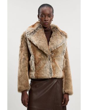 Karen Millen Faux Fox Fur Short Coat - Brown