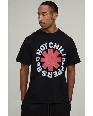 BoohooMAN Oversized Hot Chilli Peppers License Print T-Shirt - Black