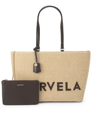 Carvela Kurt Geiger Frame Raffia Tote Bag - Natural