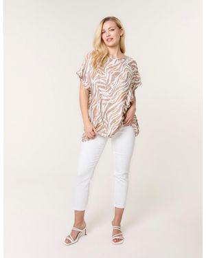 Blue Vanilla Animal Printed Diamante Detailed Top - Natural