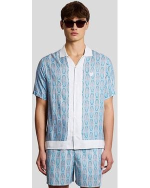 Lyle & Scott Short Sleeve Floral Graphic Shirt - Blue