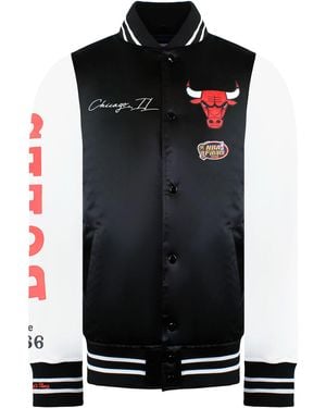 Mitchell & Ness Nba Chicago Bulls Satin Bomber Jacket - Black