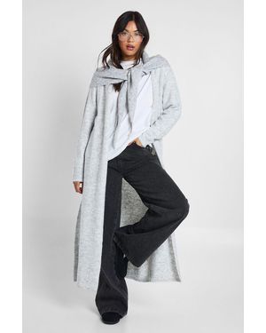 Boohoo Super Soft Longline Knitted Maxi Cardigan - Grey