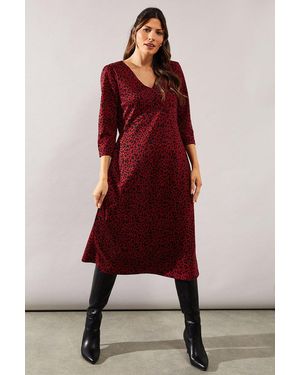 Wallis Animal Jacquard Ponte Midi Dress - Red