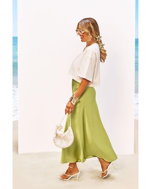 Boohoo Satin Midaxi Skirt - White