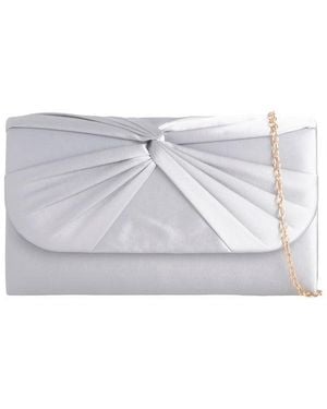 SVNX Ruched Satin Clutch - White