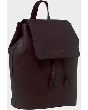 Assots London 'grace' Burgundy Full Grain Leather Flap-over Backpack - Multicolour