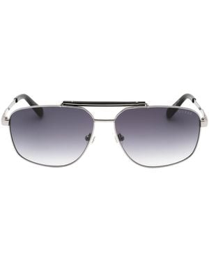Guess Gradient Smoke Lens Glanzende Donkerzilveren Zonnebril - Blauw