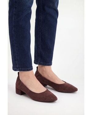 Wallis Layla Faux Suede Elasticated Back Low Block Heel Ballet Court Shoes - Blue