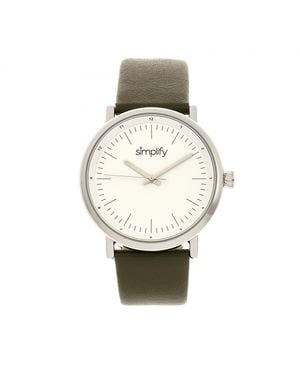Simplify The 6200 Leather-Strap Watch - Metallic