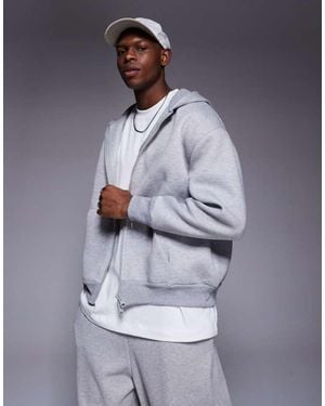ASOS Heavyweight Relaxed Hoodie With Zip - Grey